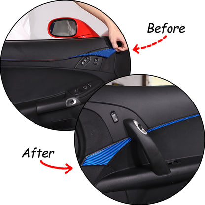 Blue Carbon Fiber Inner Door Panel Waistline Trim Sticker For Corvette C6 05-13 3