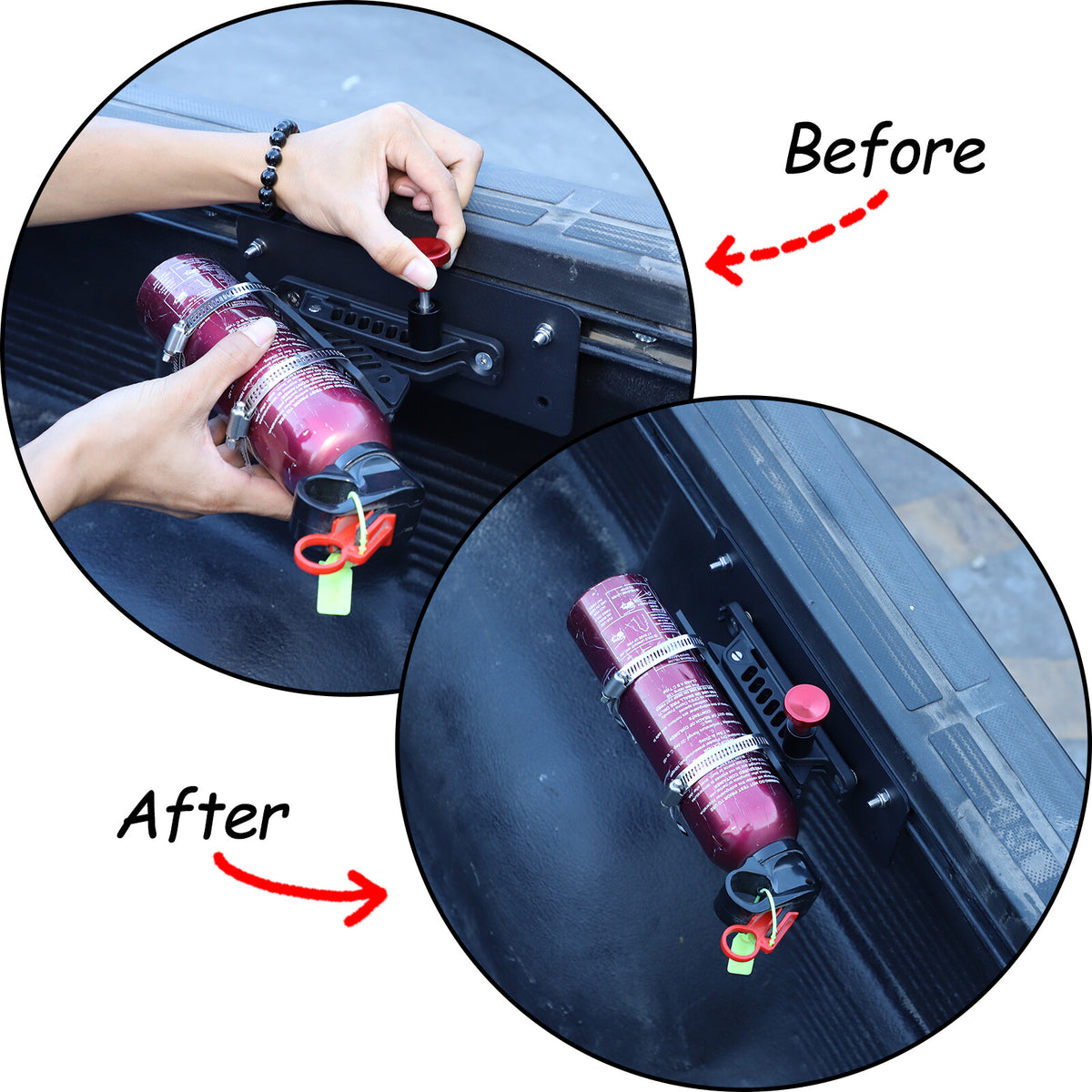 Black Car Fire Extinguisher Mount Bracket For Toyota Tacoma/Tundra 2016-23 10