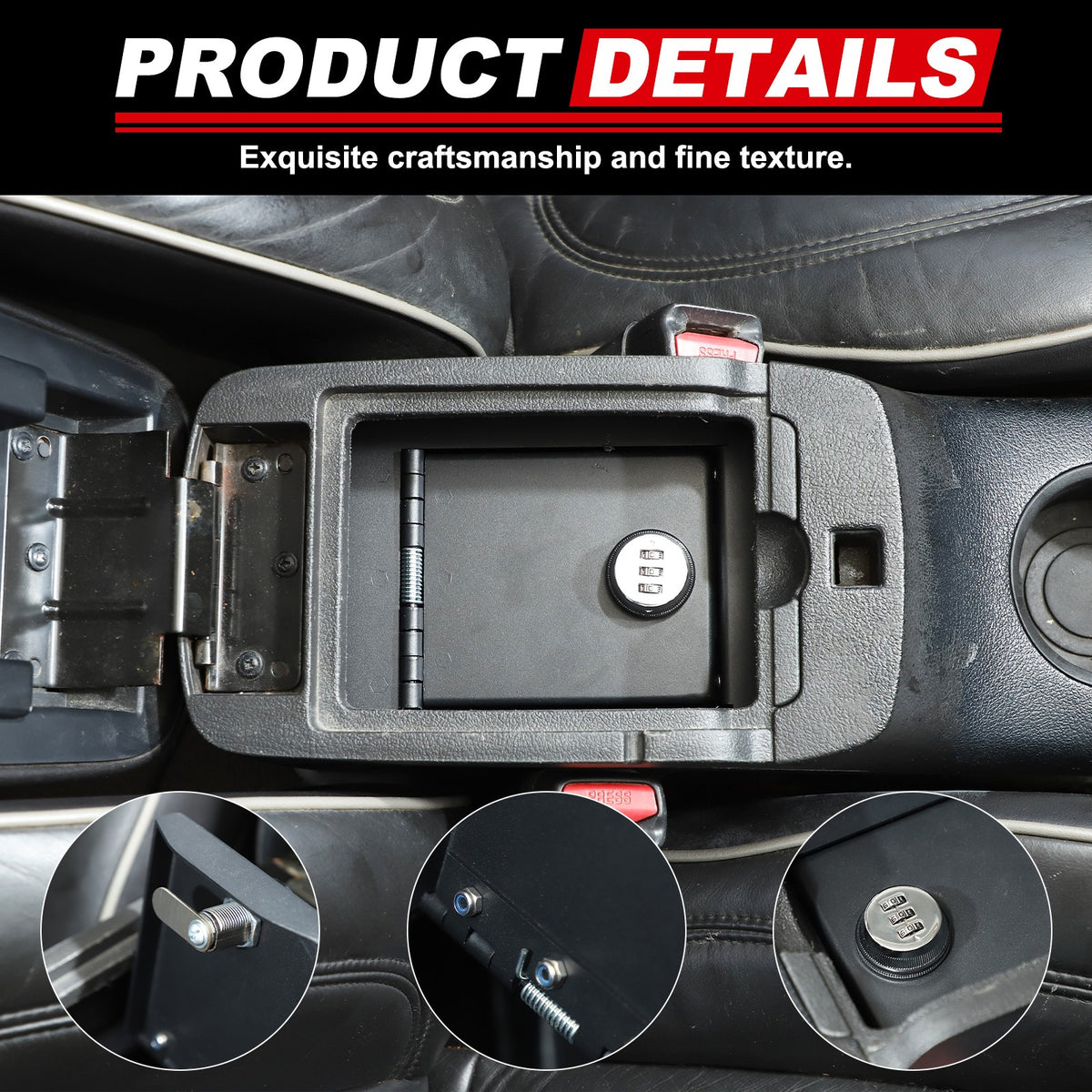 Steel Center Console Safe GUN Storage Lock Box W/ Tray For Hummer H3 2005-2009 16