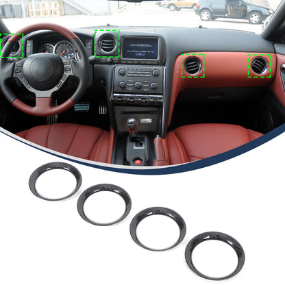 Real Carbon Fiber Dashboard Air Outlet Vent Cover For Nissan GTR R35 2008-16 US 2
