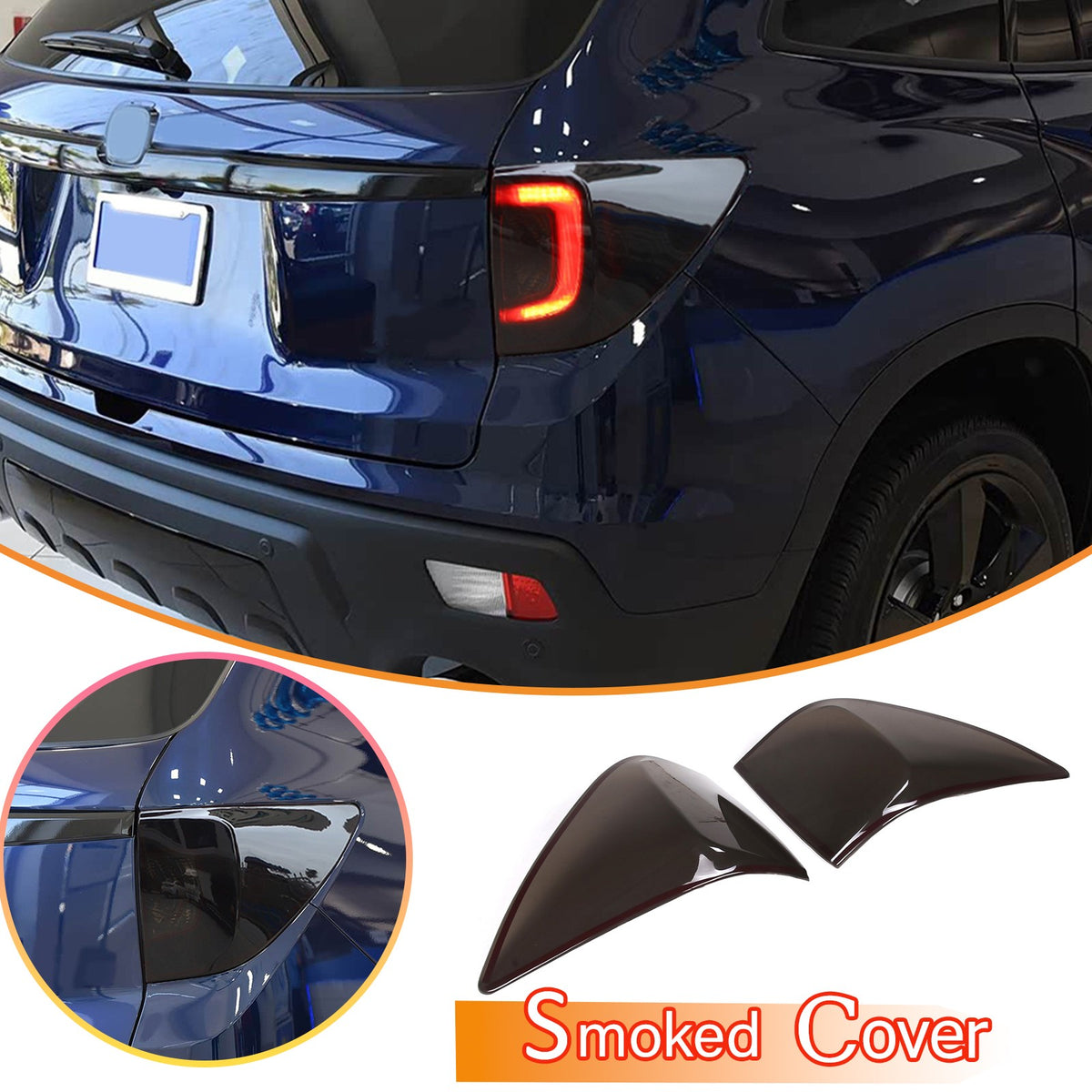 Transparent Gray ABS Tail Light Tint Cover Trim For Honda Passport 2019-2023 1