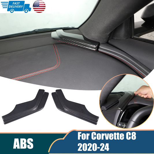 Carbon Fiber ABS Dashboard Side Panel Cover Trim For Corvette C8 Stingray 20-26 1