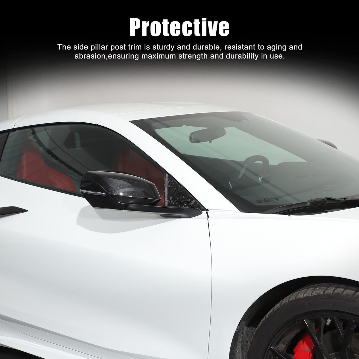 Forged Real Carbon Fiber A-Pillar Triangle Trim Cover For Corvette C8 2020+ 7