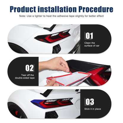 Blue Real Carbon Fiber Rear Tail Light Side Trim For Corvette C8 2020+ 3