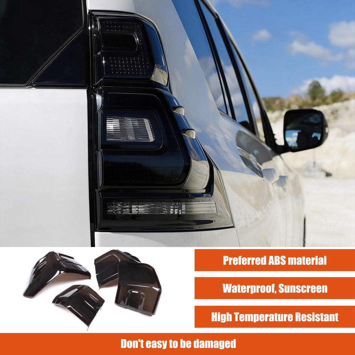 Smoked Black Tail Light Lamp Cover Trim For Toyota Land Cruiser Prado 18-22 16