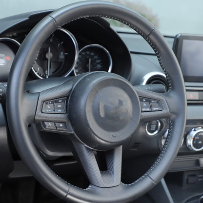 Matte Real Carbon Fiber Steering Wheel Button Trim For Mazda MX-5 Miata 16-25 21