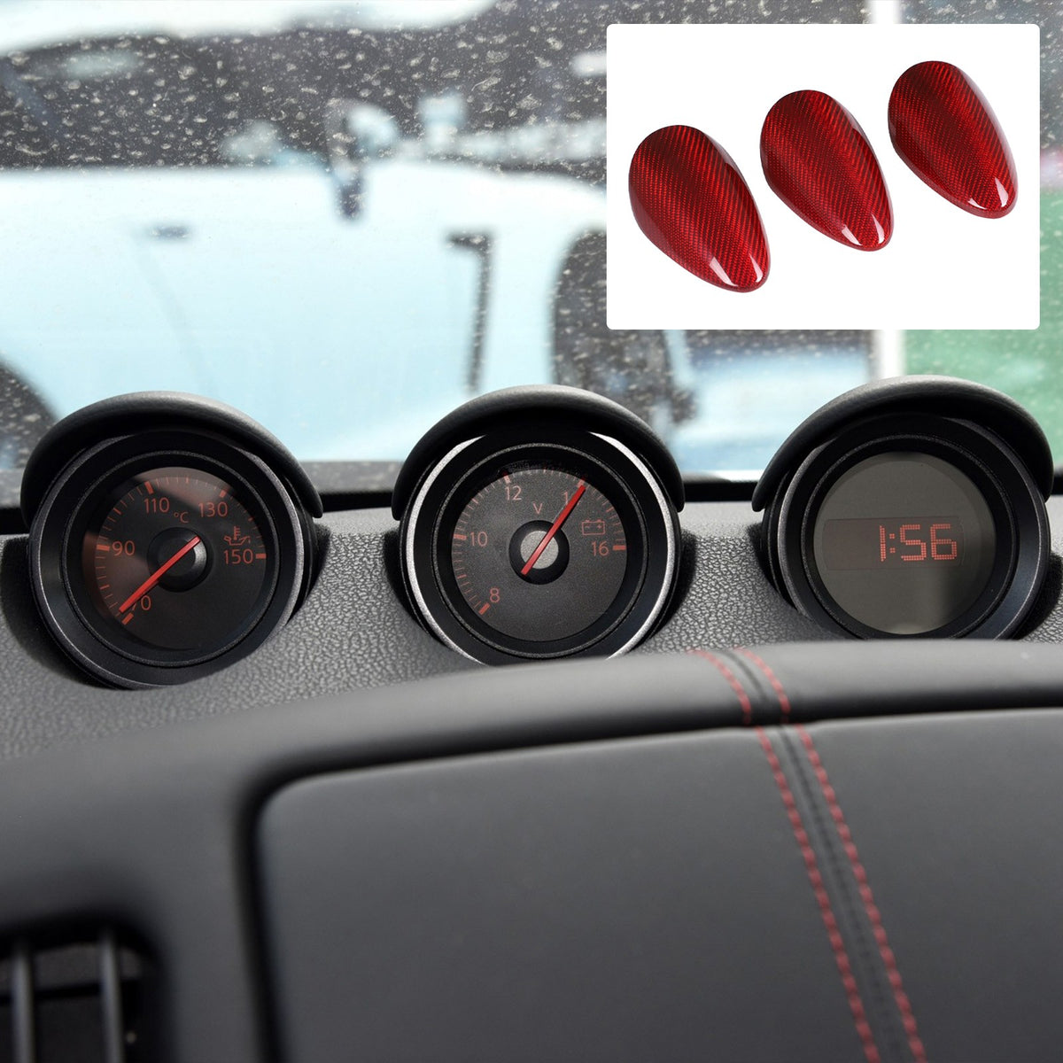 Red Real Carbon Fiber Interior Center Console Trim For Nissan Z 400Z RZ34 2023+ 100