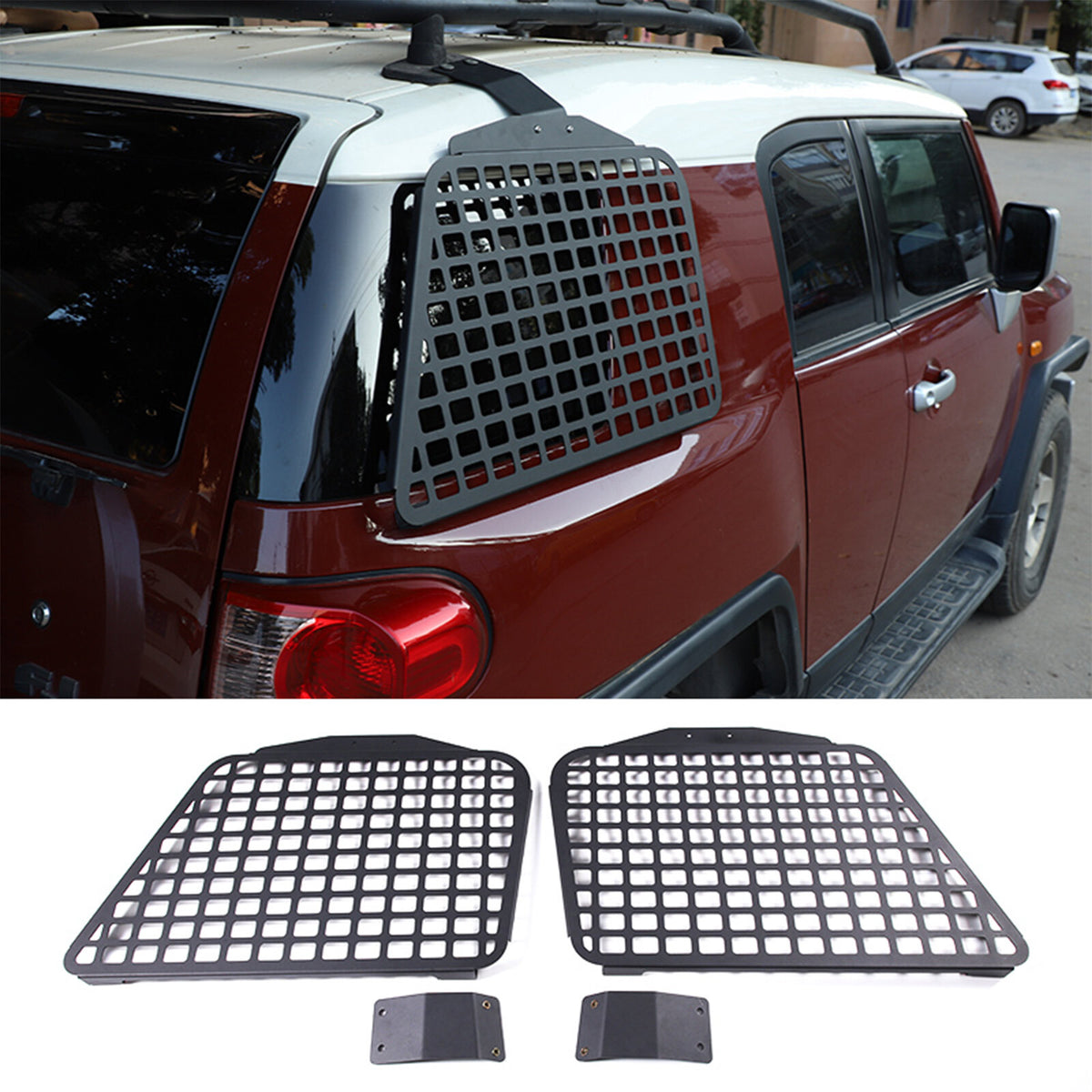 Rear Quarter Window Guard Molle Panel Storage Bracket for FJ Cruiser 2007-2021 3