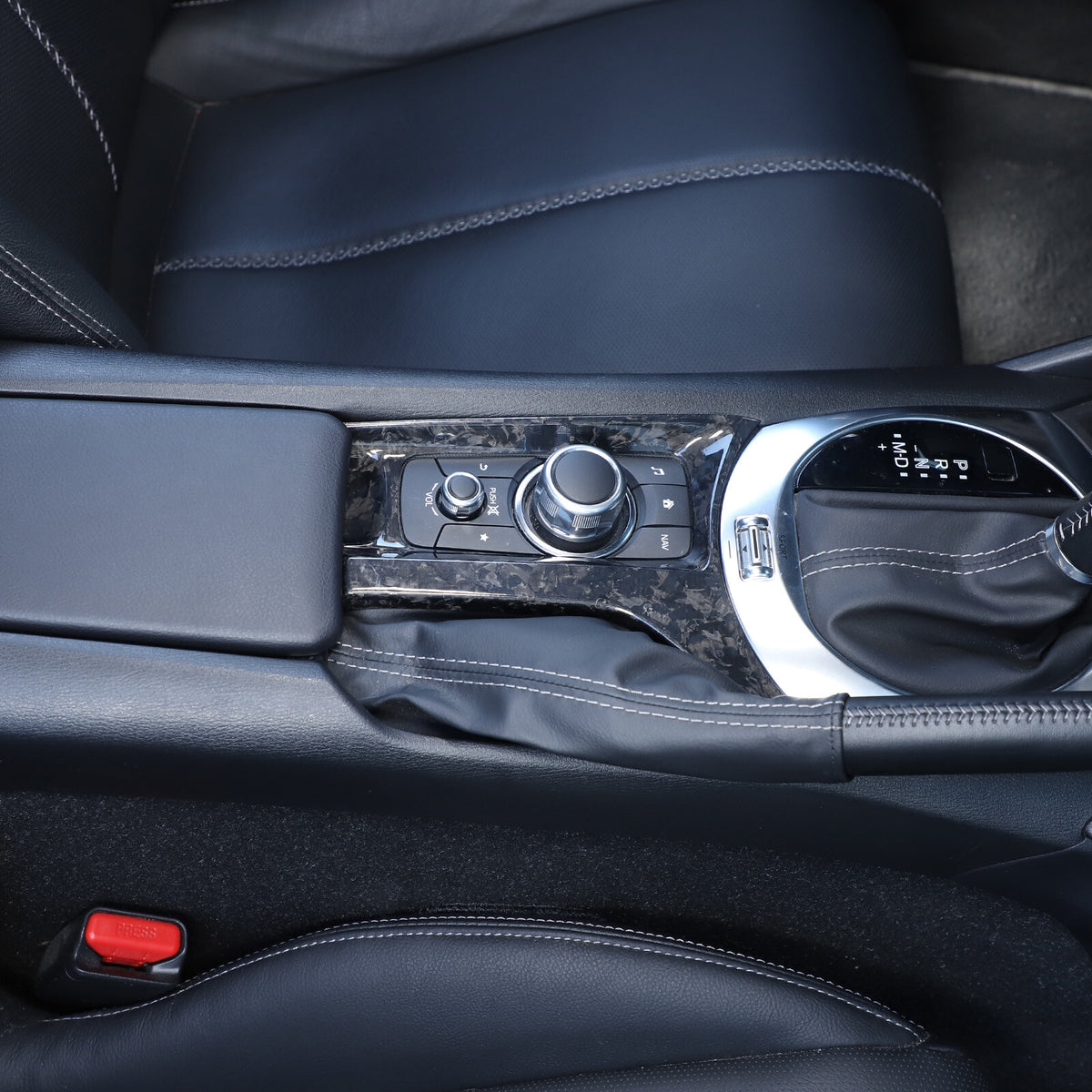 Forged Real Carbon Fiber Multimedia Panel Trim Cover For Mazda MX-5 2016+ 7