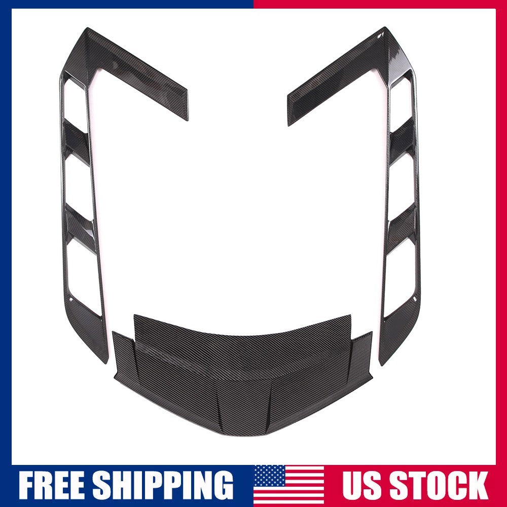 For 20-Up Corvette C8 Coupe Real Dry CARBON FIBER Rear Hatch Vent Cover Trim Kit 1