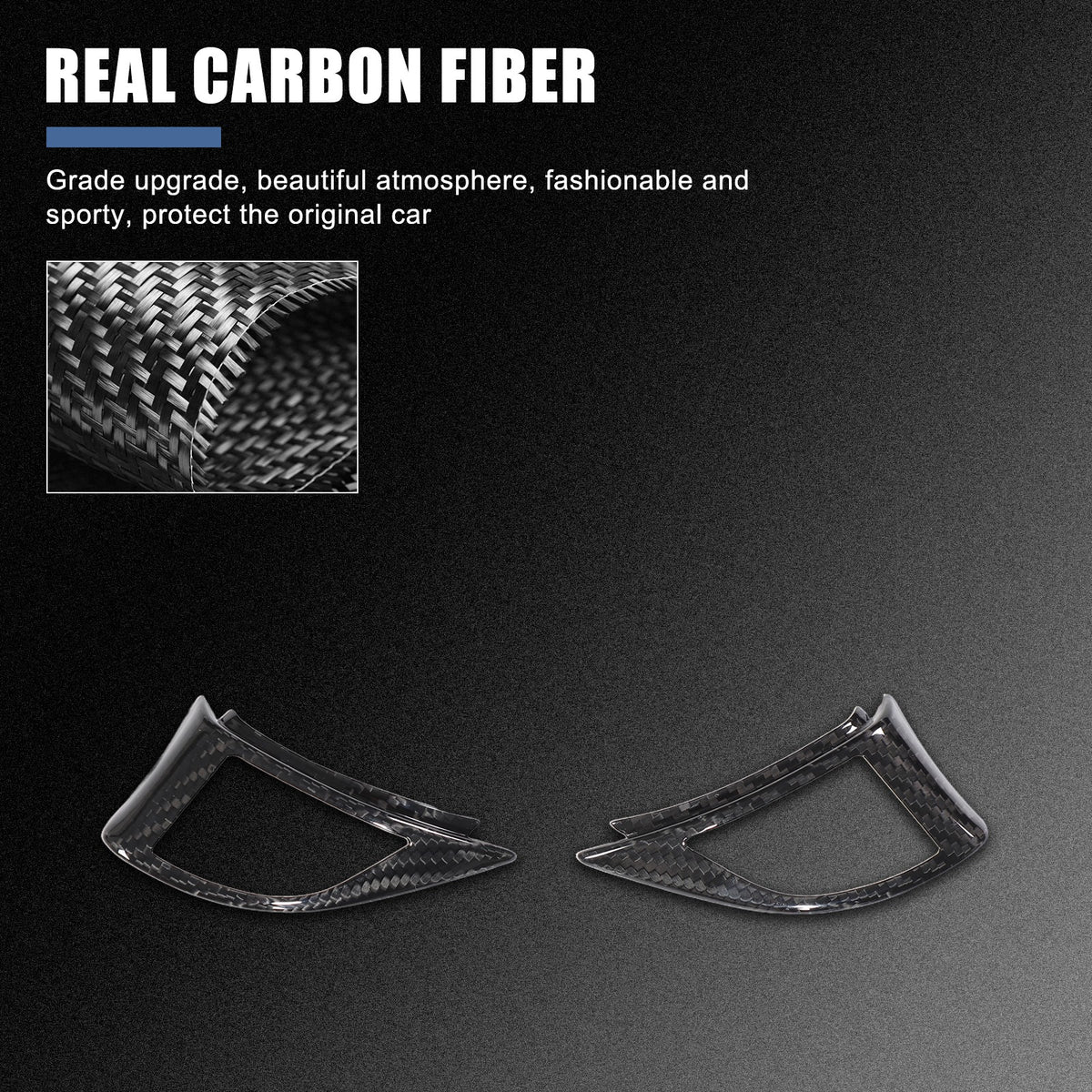 Real Dry Carbon Fiber Steering Wheel Button Trim For Fiat 500 Abarth 2008-2015 10
