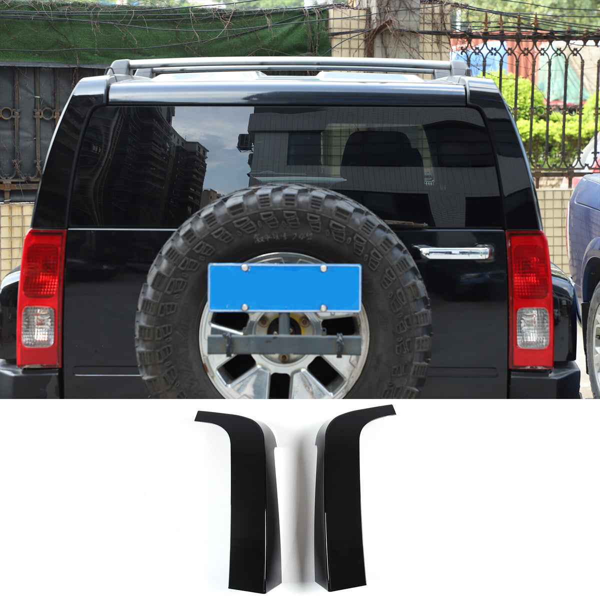 2pcs Glossy Black Window Pillar Posts Door Trim Cover For Hummer H3 2005-09 US 4