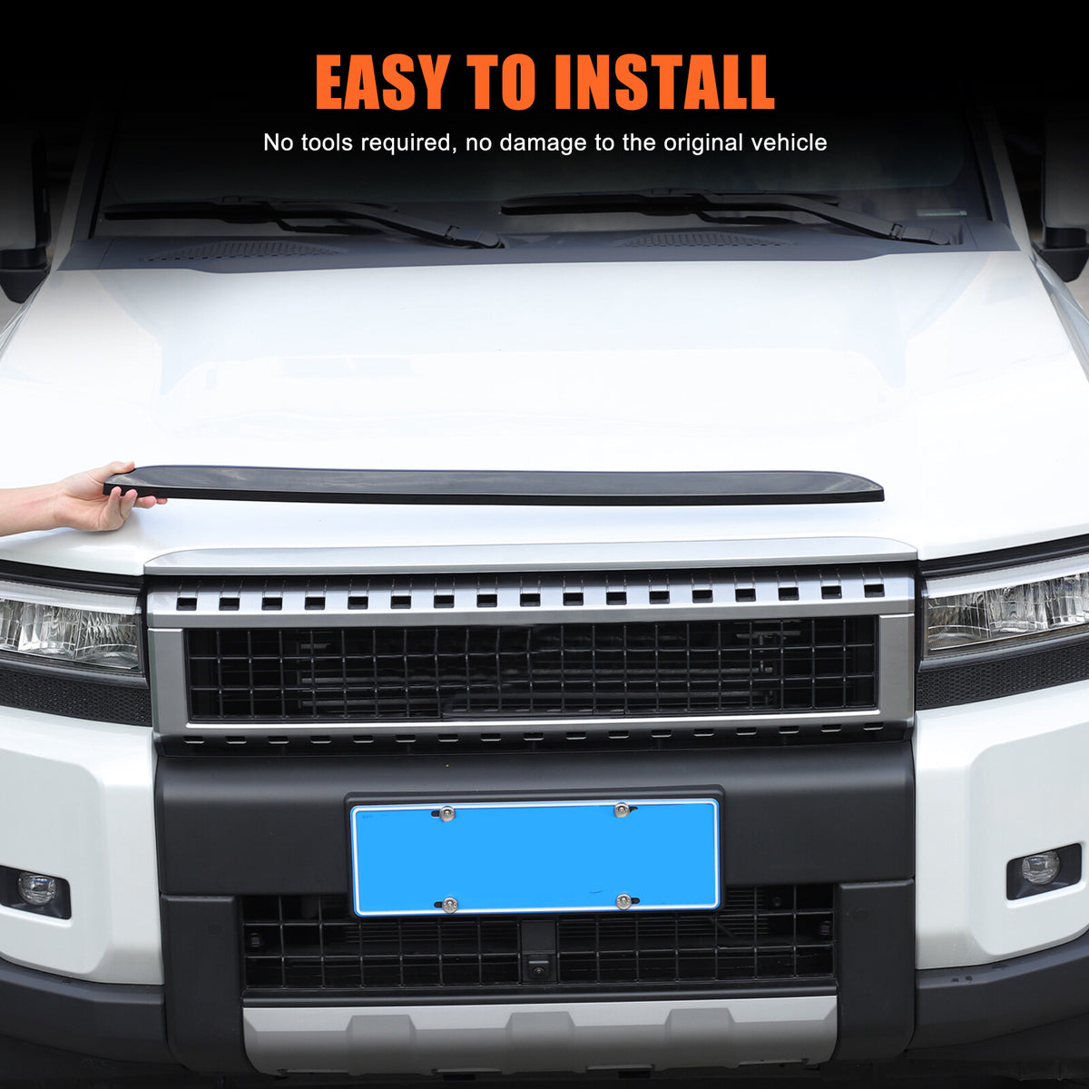Glossy Black Front Grille Upper Engine Hood Trim For Toyota Land Cruiser LC250 19