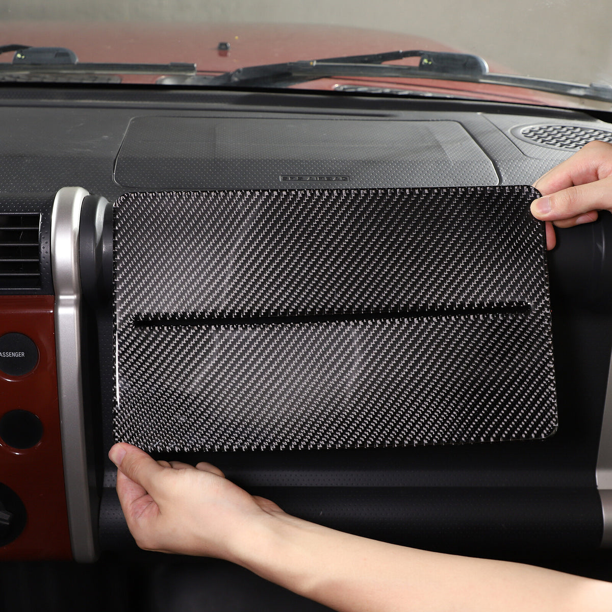 Carbon Fiber Dashboard Storage Box Panel Sticker For Toyota FJ Cruiser 2007-2021 8