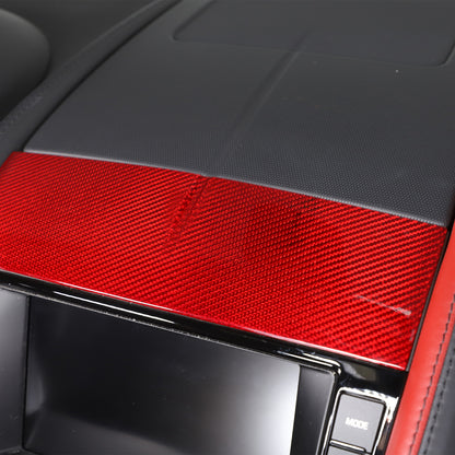 Red Carbon Fiber Console Navigation Upper Panel Cover Trim For Jaguar F-TYPE 13+ 13