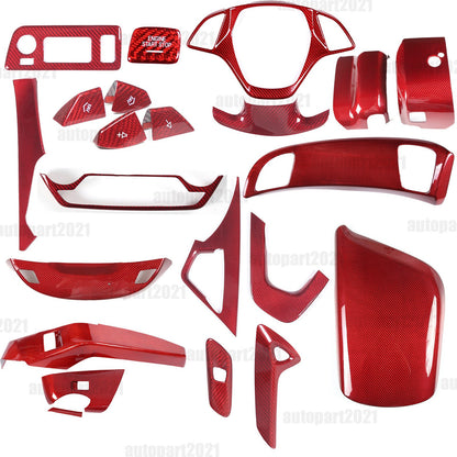 Red Real Carbon Fiber Interior Center Full Trim Set Kit For Corvette C7 2014-19 - Variants 1-5 1