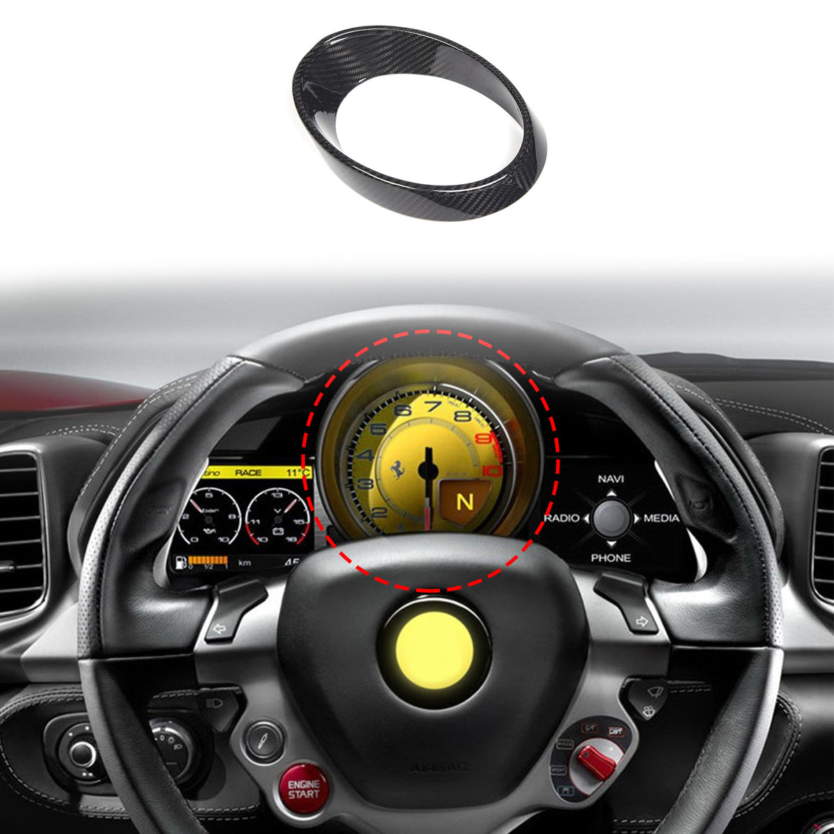 For Ferrari 458/488 11-16 Real Carbon Fiber Center Instrument Panel Trim US 2