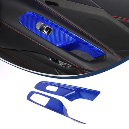 Blue Real Carbon Fiber Window Lift Switch Trim For Corvette C8 Coupe 20+ US 2