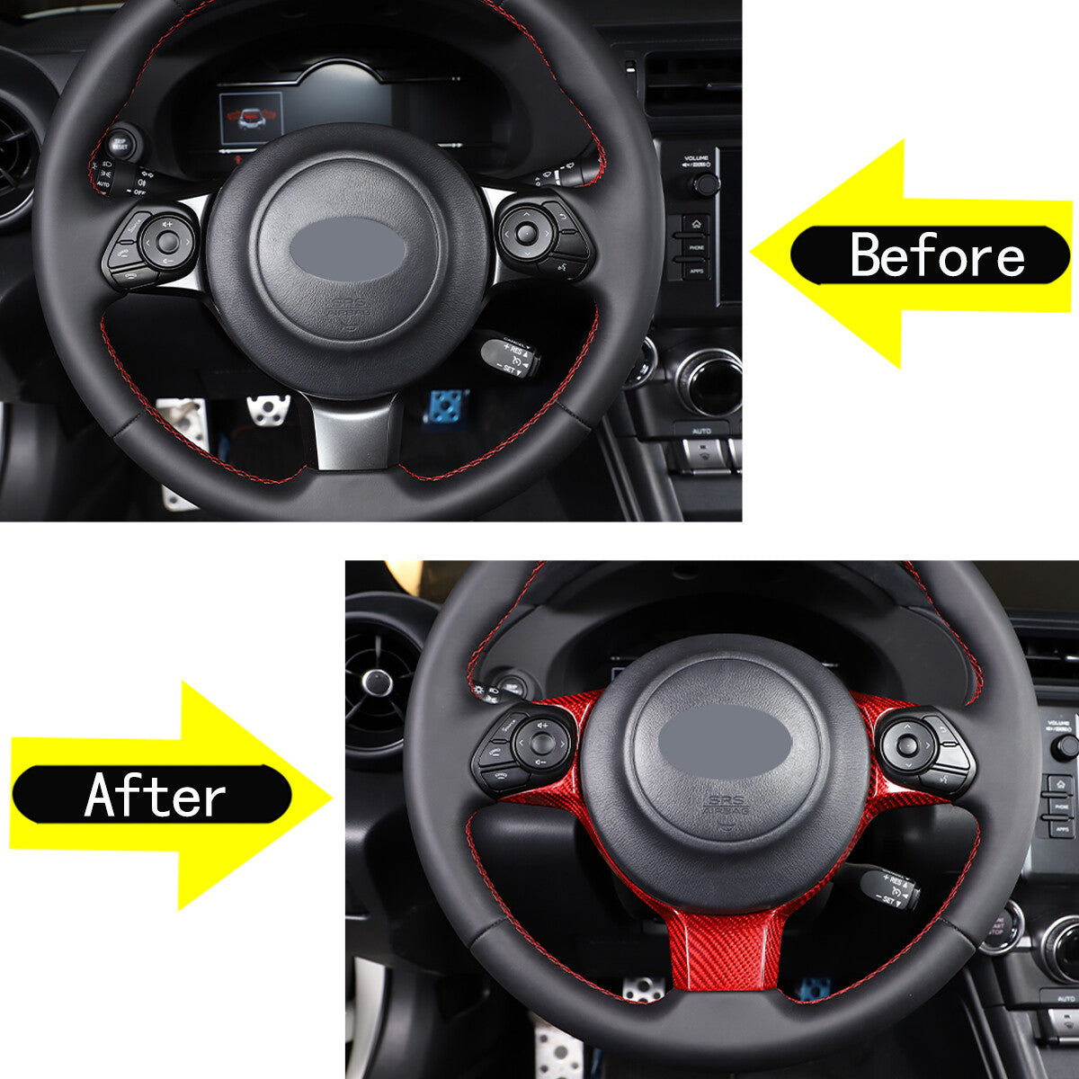 Red Real Carbon Fiber Interior Center Console Trim Set Kit For Subaru BRZ 22+ 155