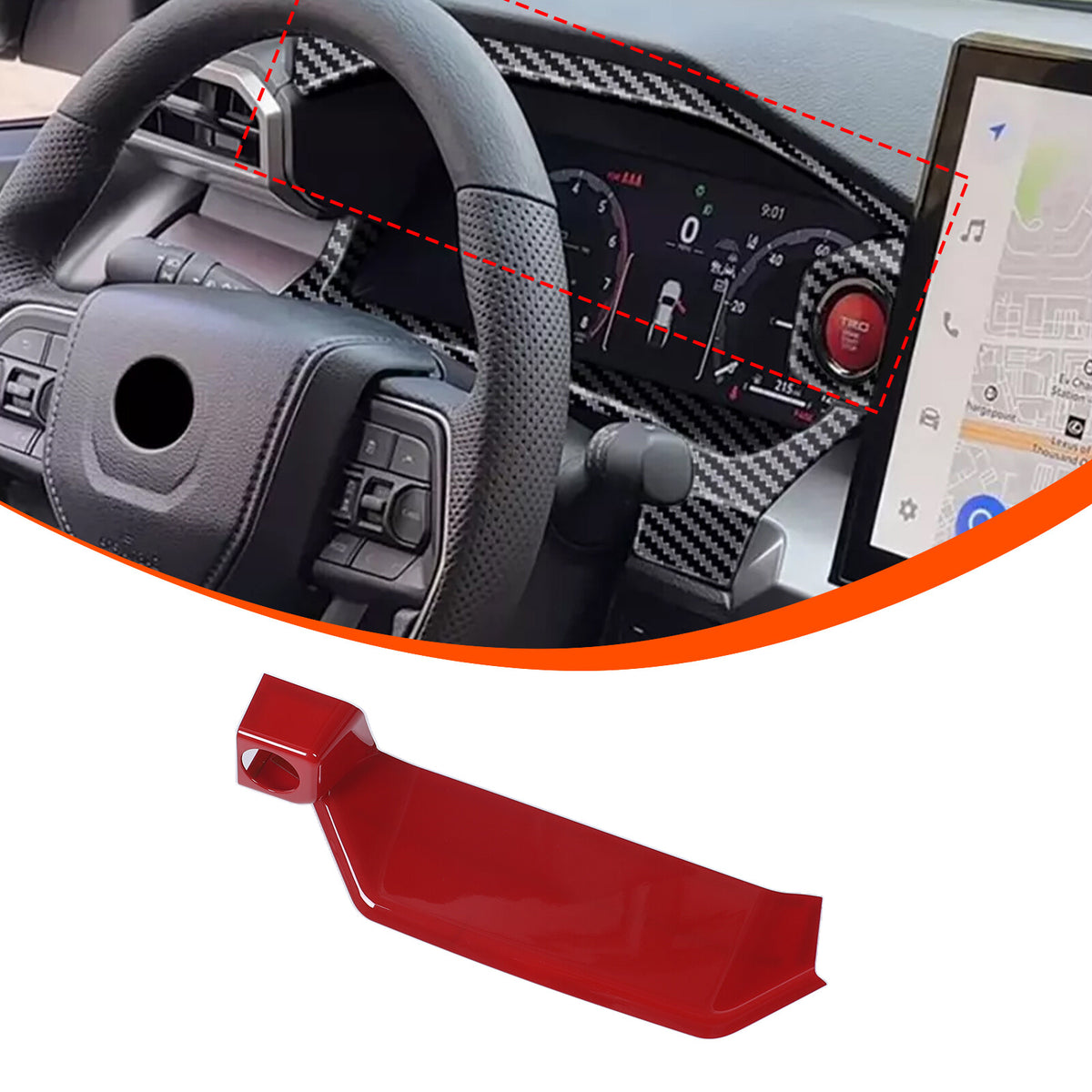 ABS Sporty Red Dashboard Instrument Upper Trim For Toyota Tacoma 2024+ US 2