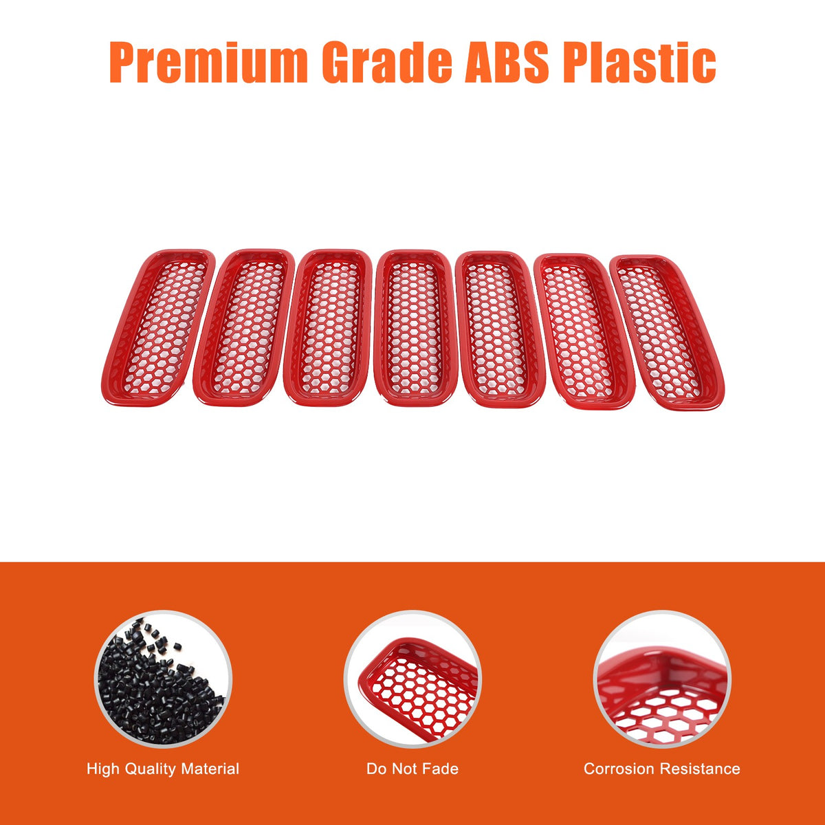 Sport Red ABS Front Grille Anti-Insect Bug Screen Trim For Hummer H2 2003-2009 13
