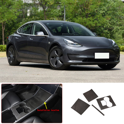 FOR 2017-2021 TESLA MODEL 3 REAL CARBON FIBER CENTER CONSOLE TRIM HARD COVER KIT 3