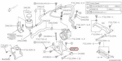 Subaru Power Steering Pump Bracket 22870AA110 OEM Genuine 3
