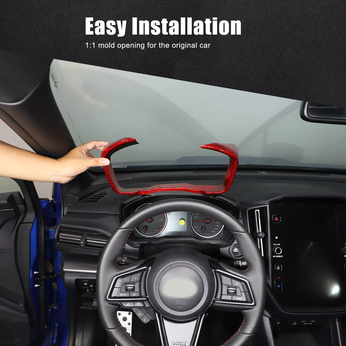 Red Real Carbon Fiber Center Console Dashboard Trim For Subaru WRX 2022+ 20
