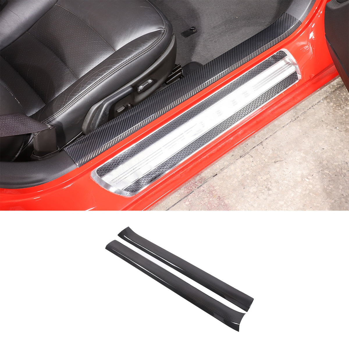 Real Carbon Fiber Built In Scuff Door Sill Bar Plate For Corvette C6 2005-2013 13