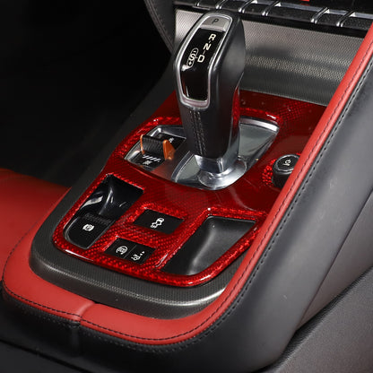 Red Carbon Fiber Center Console Gear Shift Cover Trim For 2013-22 Jaguar F-TYPE 8
