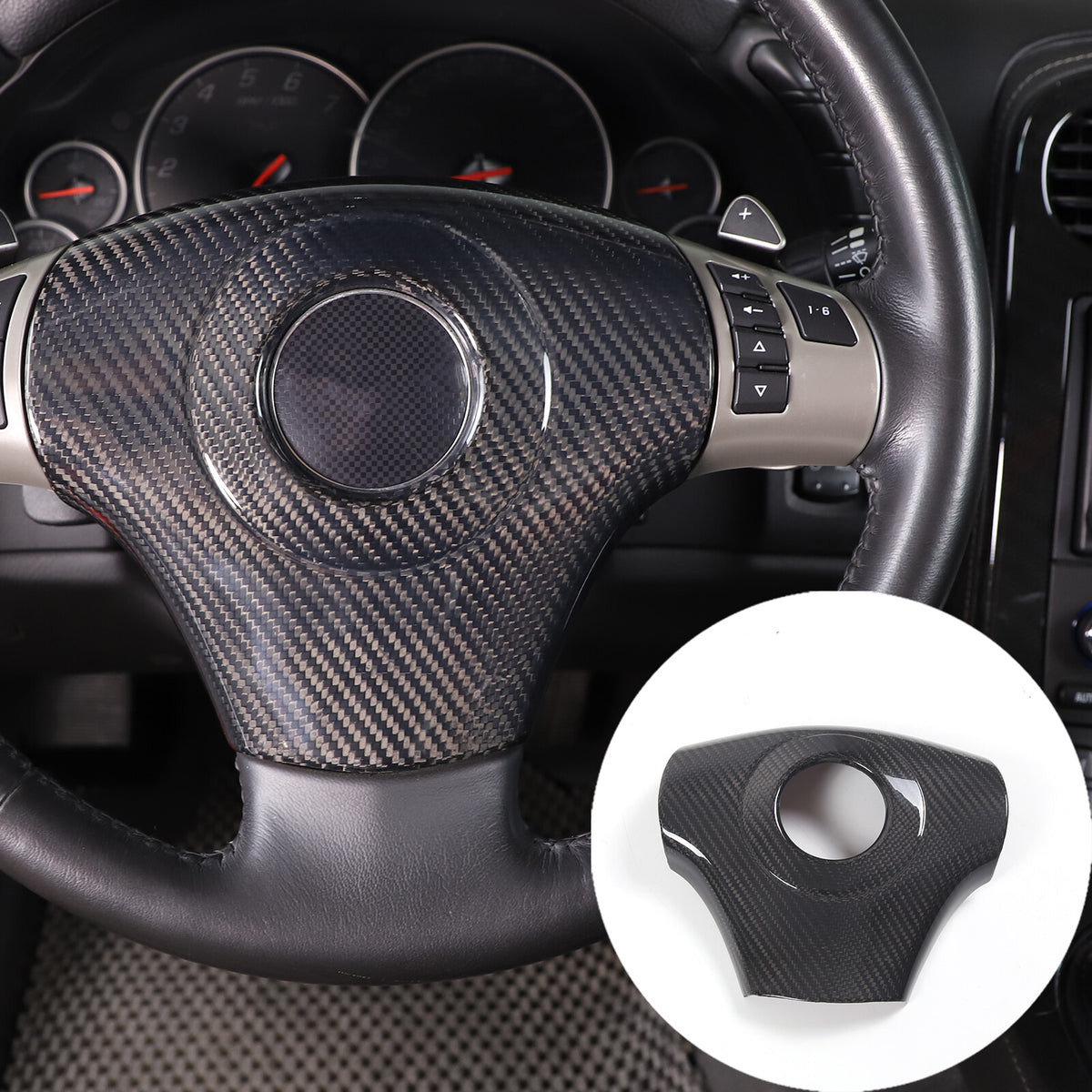 Real Dry Carbon fiber Center Steering wheel trim cover For Corvette C6 05-13 US 3