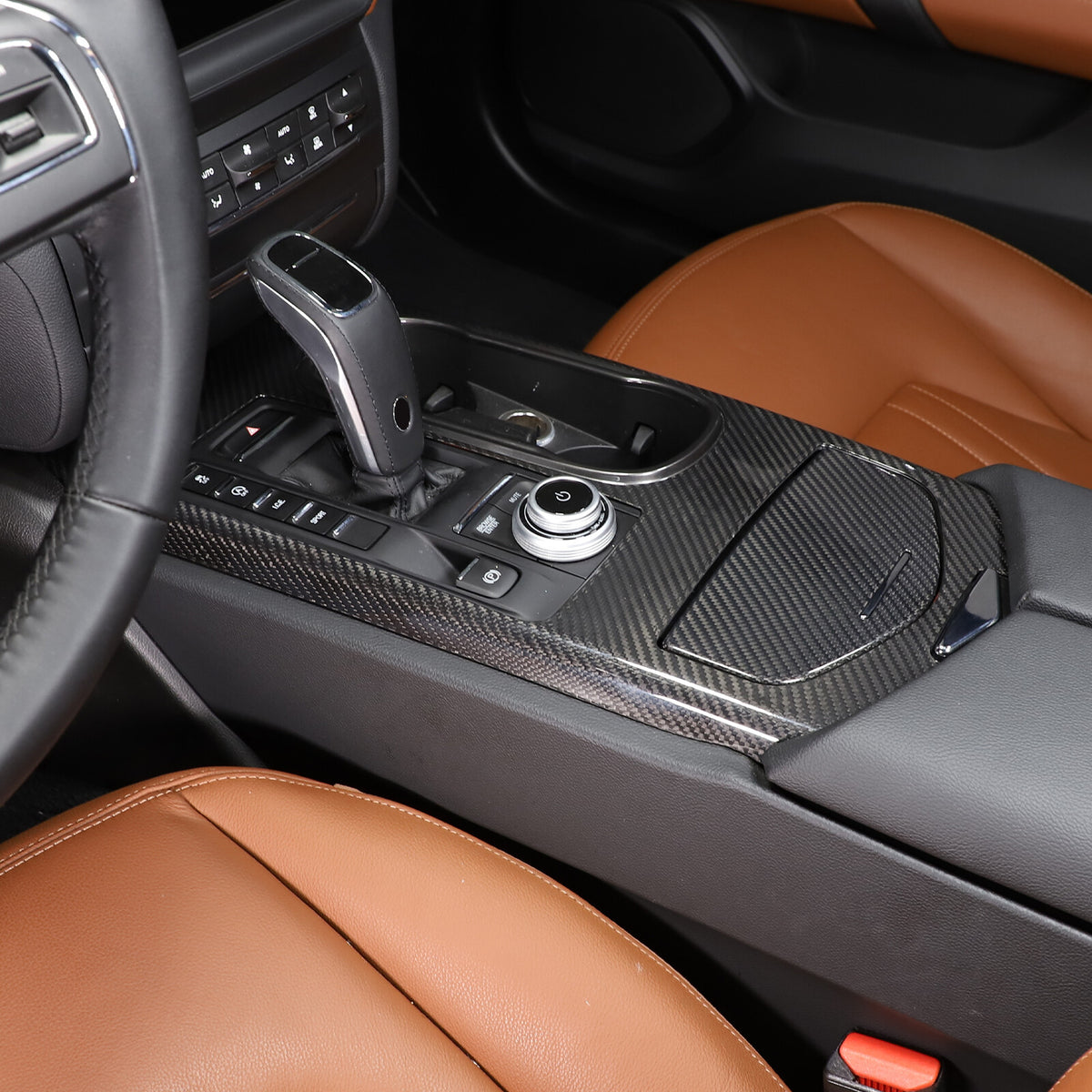 Center Control Gear Panel Trim Carbon Fiber Cover For Maserati Ghibli 2017-2023 3