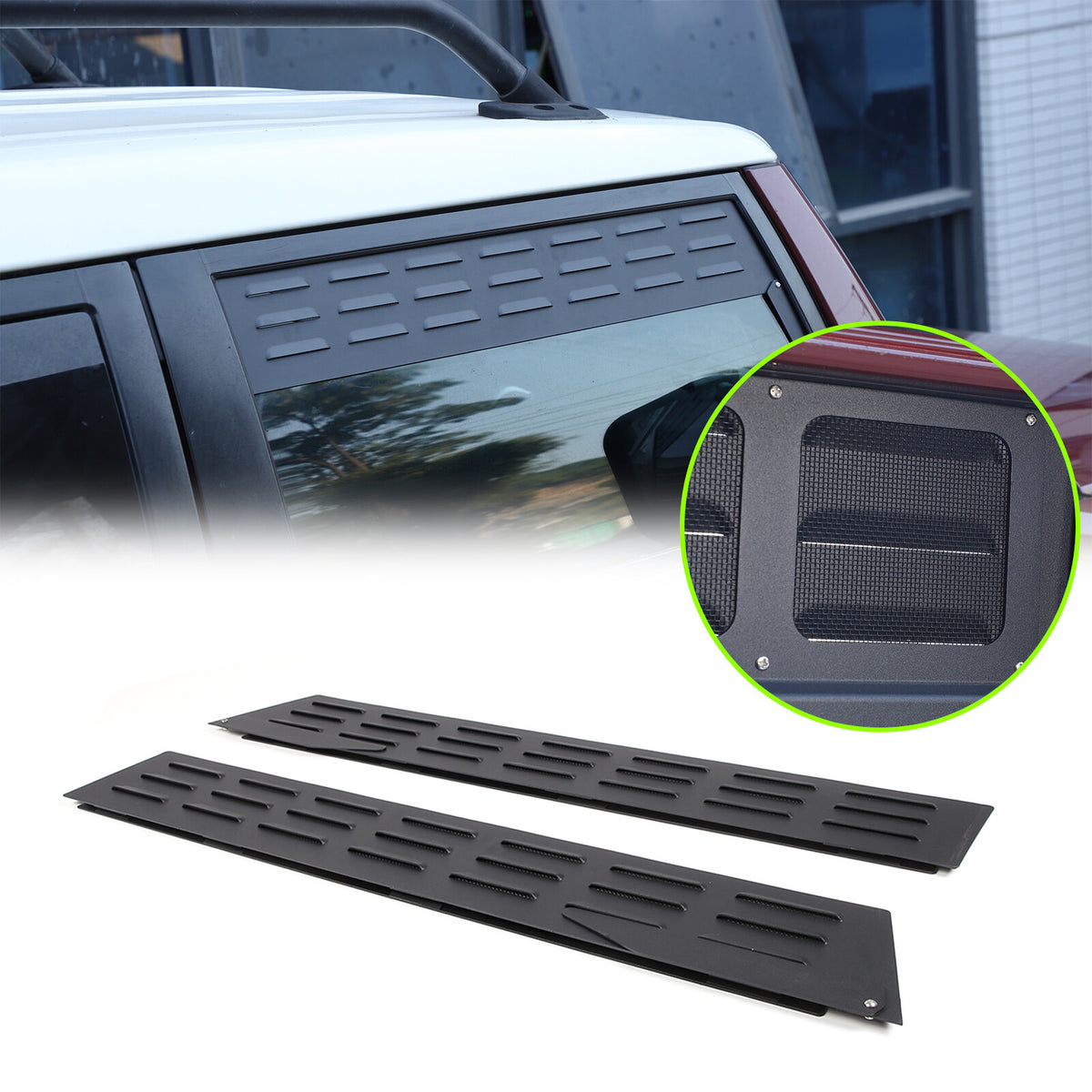 Black Aluminium Alloy Door Window Air Vents Screen For Toyota FJ Cruiser 2007-21 1