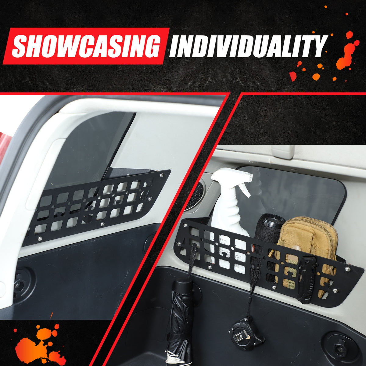 Trunk Left & Right Side Window Storage Molle Panel For Toyota FJ Cruiser 2007-21 9