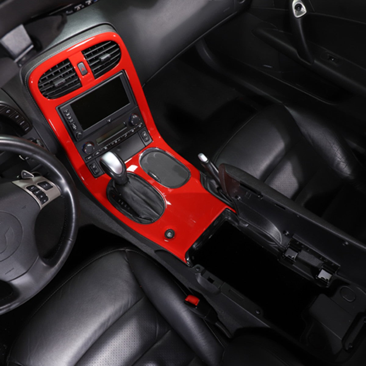 Red ABS Center Console Car Gear Shift Panel Trim For 2005-2013 Corvette C6 15