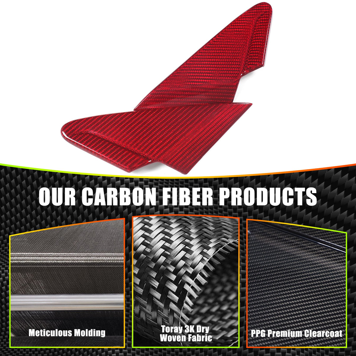Red Real Carbon Fiber Front A-Pillar Triangle Trim For Subaru WRX Levorg 2022+ 15