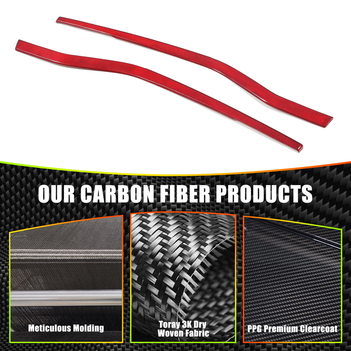 Red Real Carbon Fiber Interior Inner Door Panel Trim For Lotus Emira 2021-2023 18