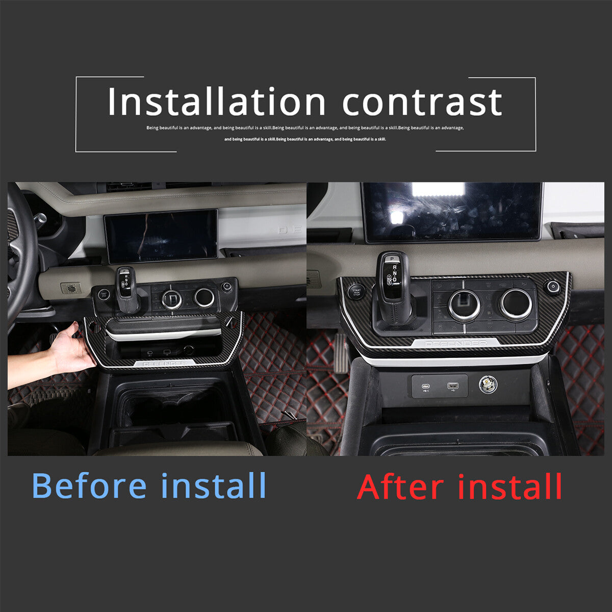 Oak Grain Center Console Gearbox AC Frame For Land Rover Defender 2020-2024 8