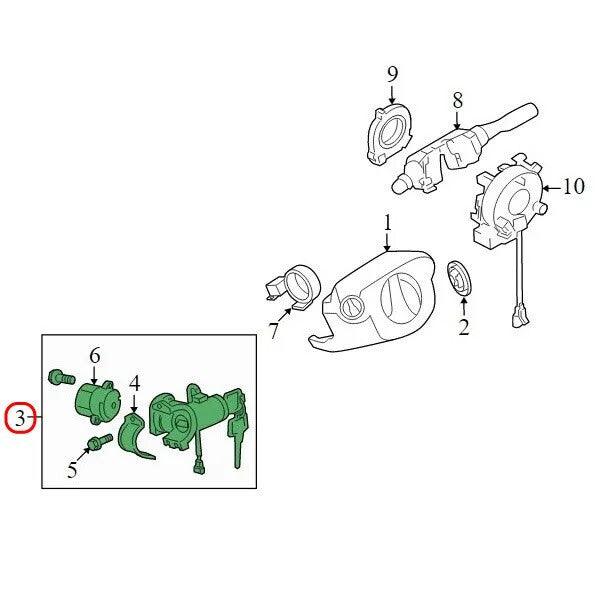 Nissan Cube Ignition Steering Lock 2009-2014 48700-1FA1C OEM Genuine 3