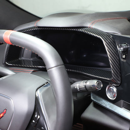 Carbon ABS Dashboard Speedmeter Panel Trim Cover Set Kit For C8 Corvette 20-25 5