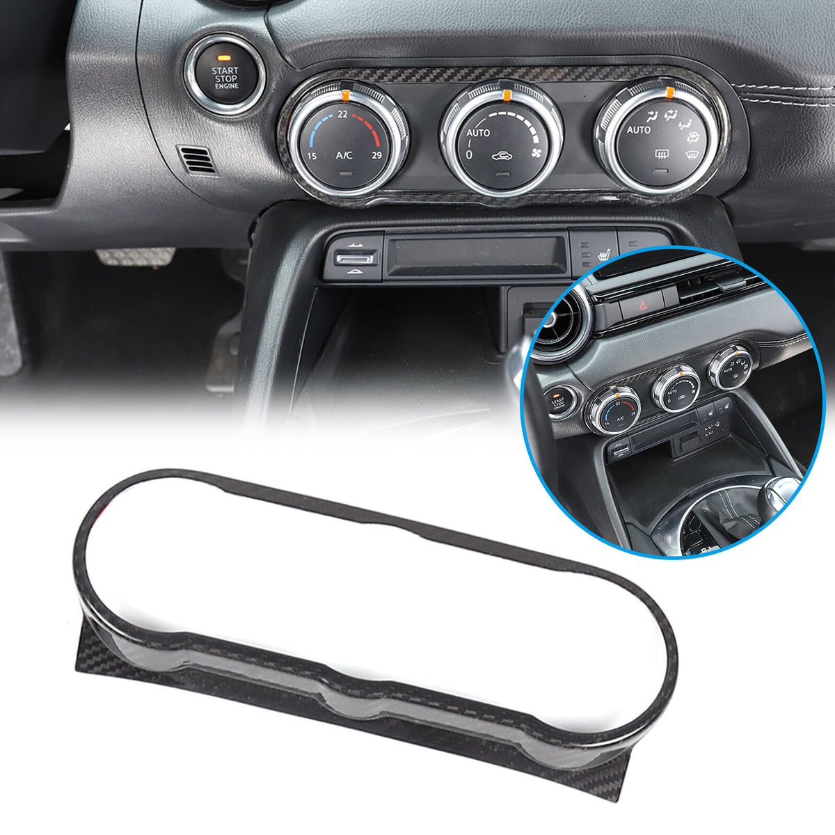 Real Carbon Fiber Interior Center Console Trim Kit Set For Mazda MX-5 Miata 16+ 9
