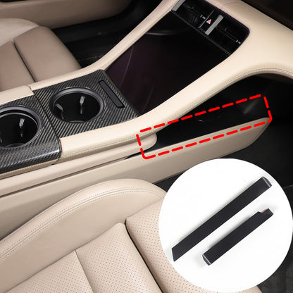 Black Aluminum Center Console Lower Storage Strip Trim For Porsche Taycan 19+ 3