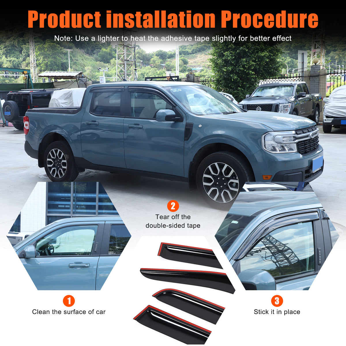 Window Rain Guards Visor Rain Guard Wind Deflectors For Ford Maverick 2022-2024 18