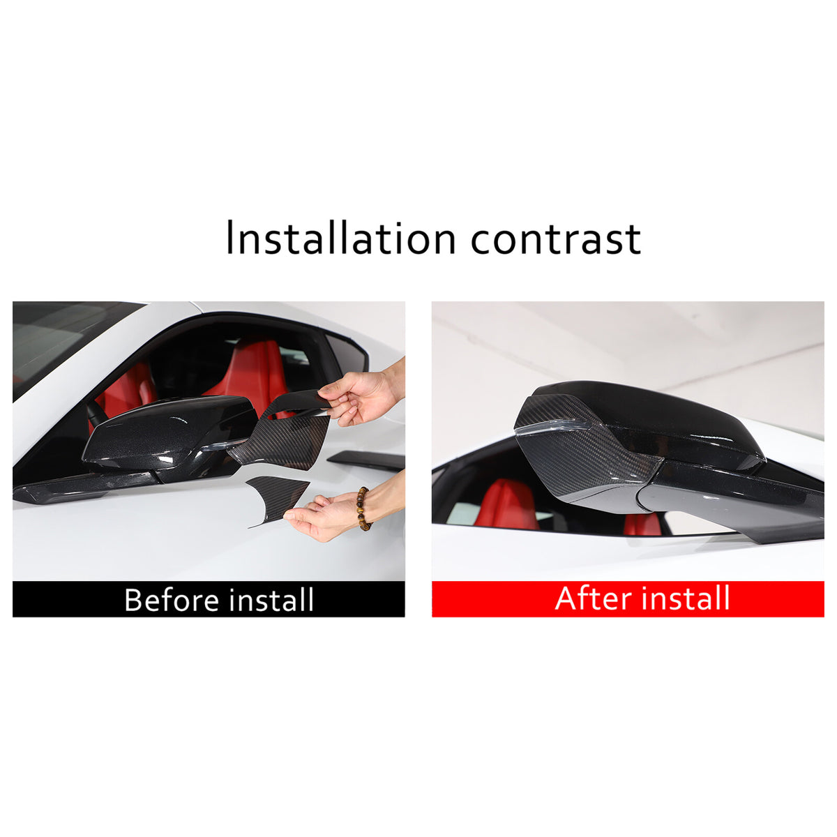 For C8 Corvette Z51 Z06 Coupe 20+ Real Carbon Fiber Side Mirror Cover Lower Base 11