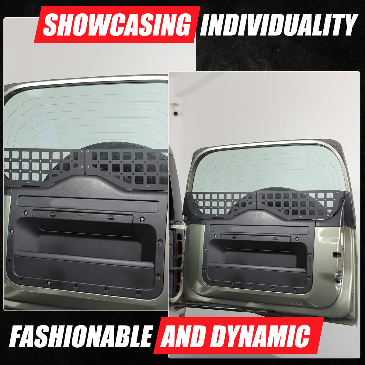 Alloy Tailgate Window Storage Fence Molle Panel Rack For LR Defender L663 2020+ 9
