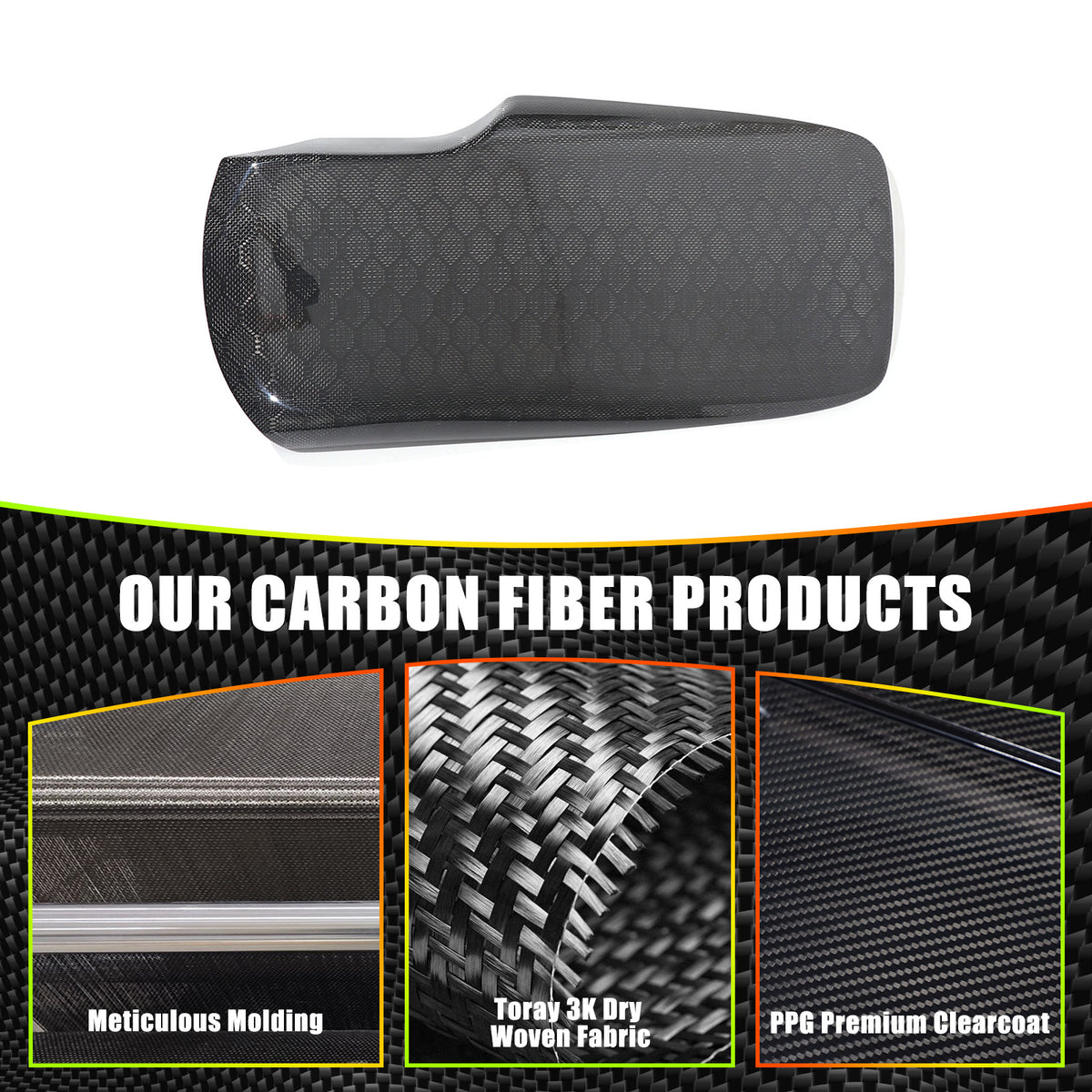 Honeycomb Carbon Fiber Center Console Armrest Box Cover For Corvette C6 2005-13 2
