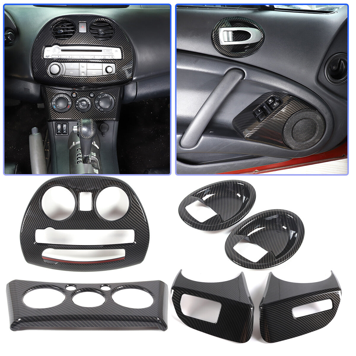 6pcs Carbon fiber ABS Interior Center Trim Cover For Mitsubishi ECLIPSE 2006-11 1