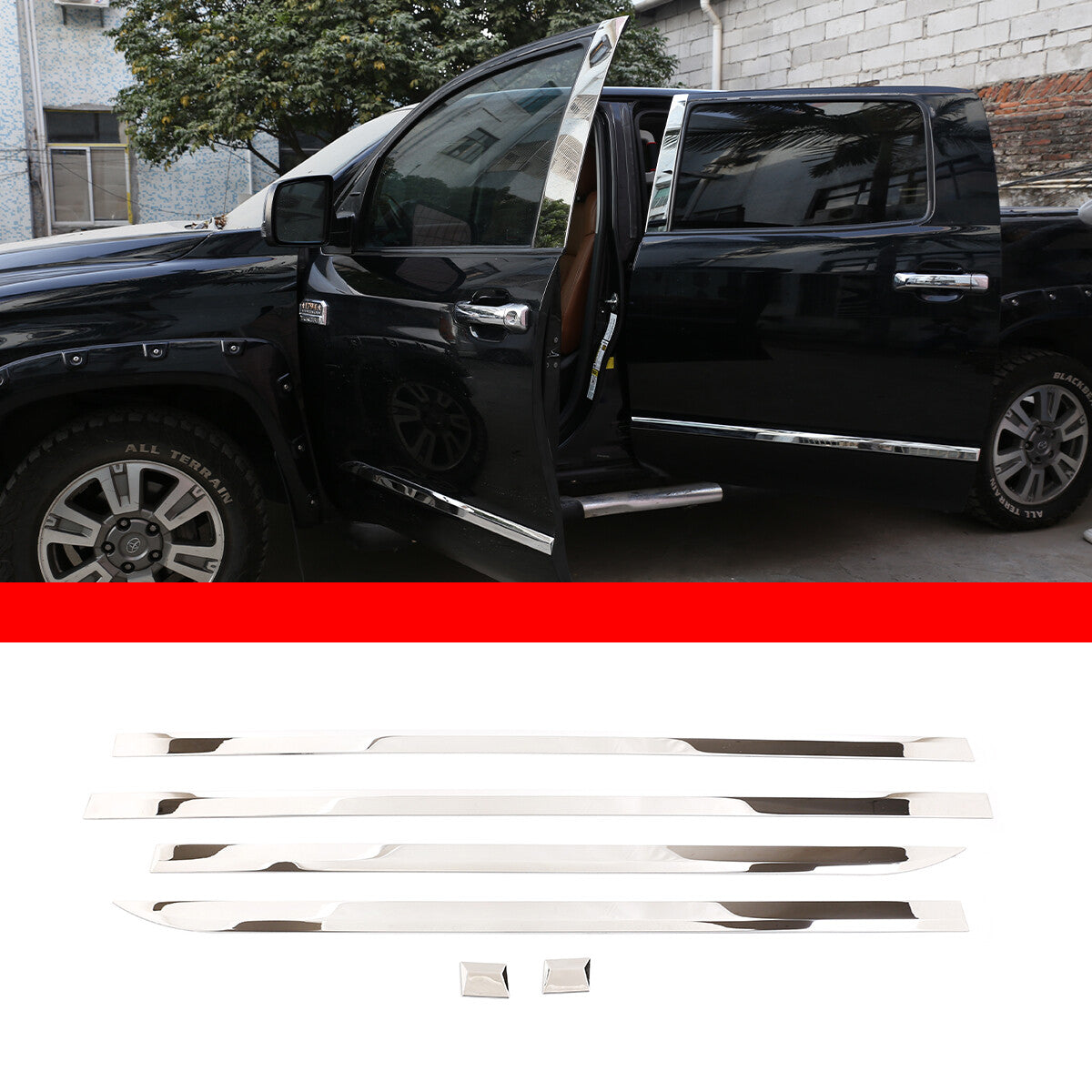 Chrome Side Body Door Protect Trim Stainless Steel for Toyota Tundra 2014-2021 3