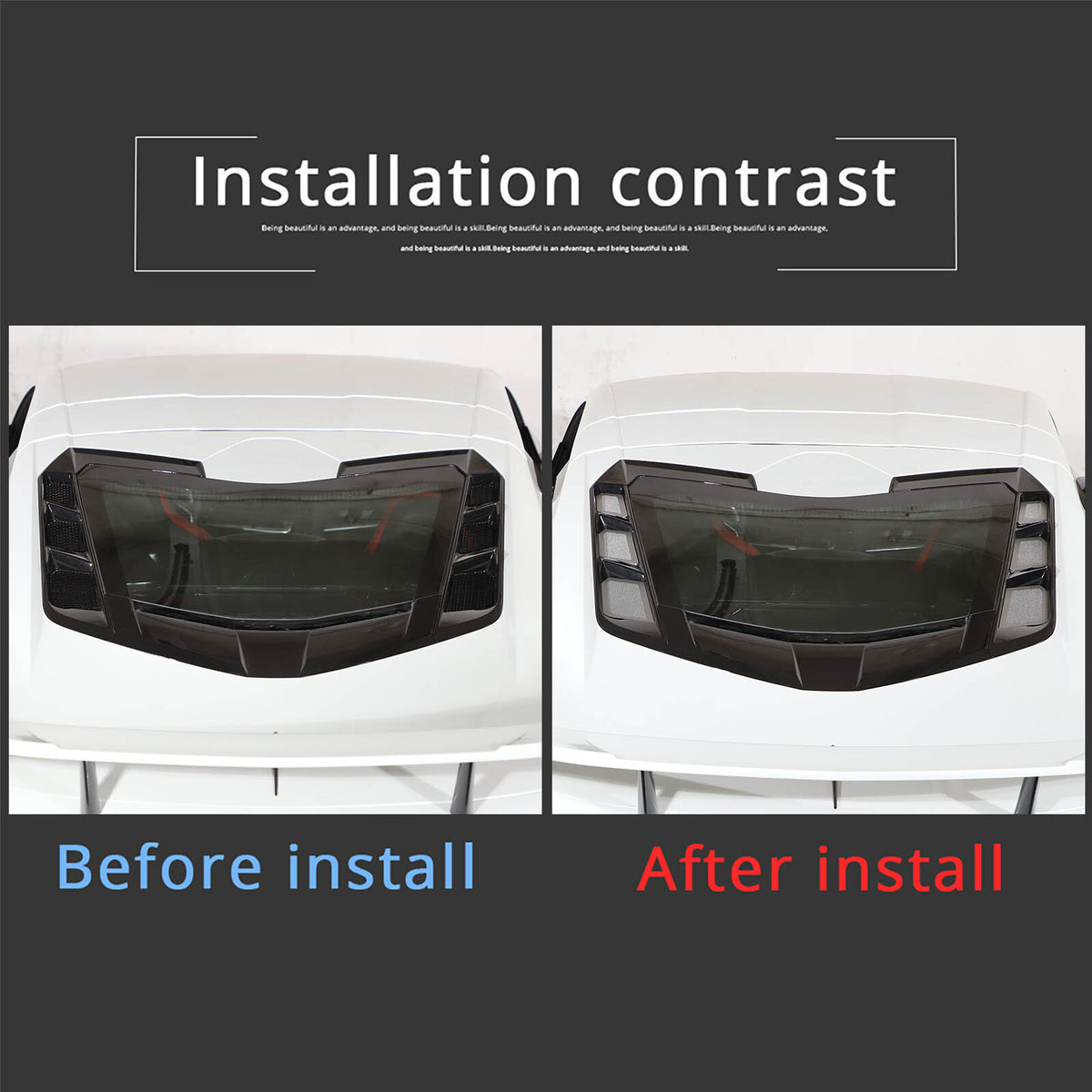 Stainless Steel Perforated Rear Hood Vent Inserts for 2020-26 C8 Corvette Coupe 2