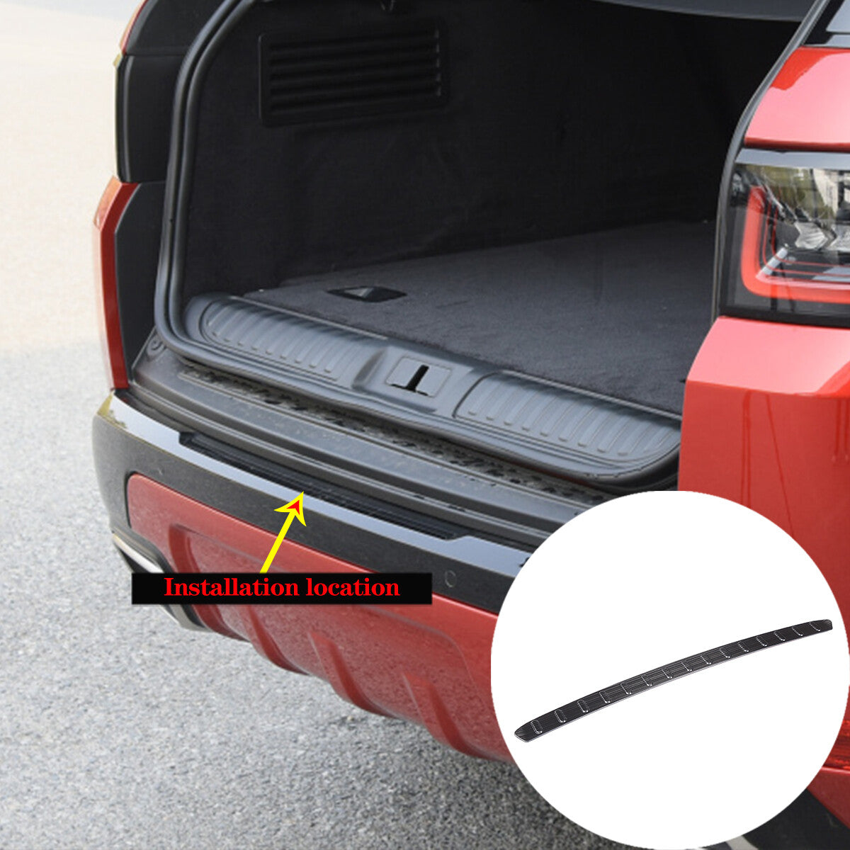 Black Steel Rear Bumper Trunk Sill Cover Trim For LR Range Rover Sport 18-21 3